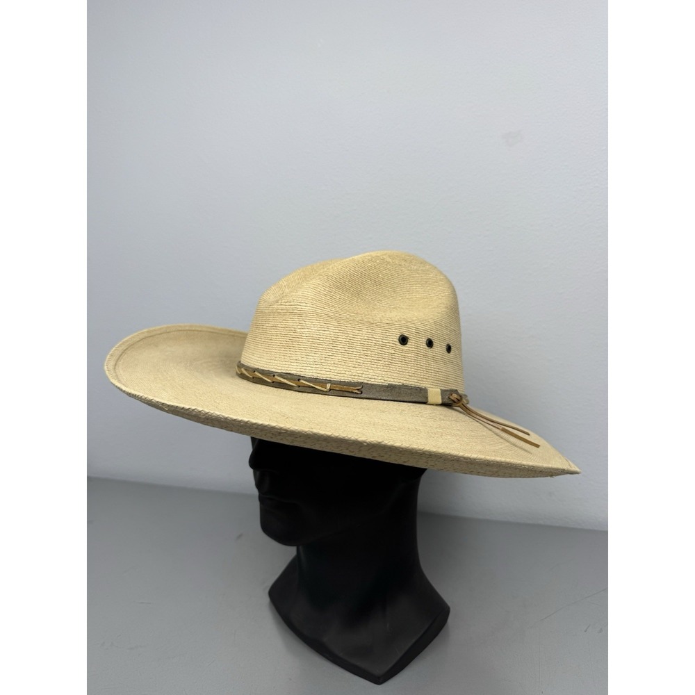 Texas Hat Company Straw Cowboy Hat 7 1/2 10x Ponderosa Fine Weave Palm Cap
